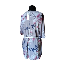 Luźna Sukienka KIMONO białe Kwiaty magnolii 2XL/3XL
